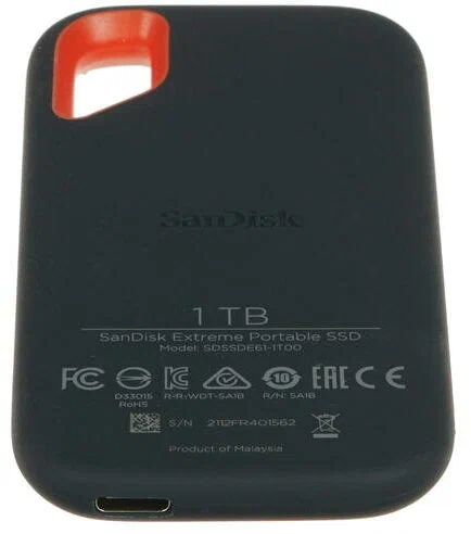 1 ТБ Внешний SSD SanDisk Extreme Portable V2, USB 3.2 Gen 2 Type-C, черный фото в интернет-магазине flywares.ru