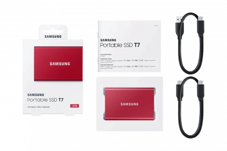 Портативный SSD USB 3.2 T7 2TB MU-PC2T0H (Красный) фото в интернет-магазине flywares.ru