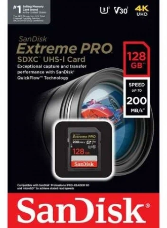Карта памяти SanDisk SDXC 128 ГБ Class 10, V30, UHS-I U3, 1 шт., черный фото в интернет-магазине flywares.ru