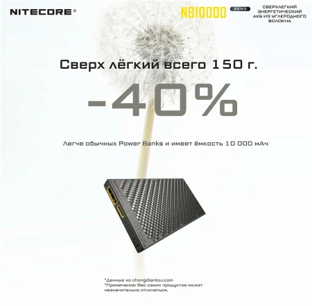 Расширенный аккум. блок NITECORE NB10000 Power Bank (Черный) фото в интернет-магазине flywares.ru