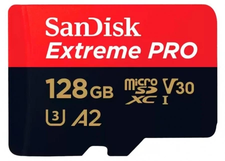 Карта памяти SanDisk MicroSDXC 128GB Extreme PRO V30 U3 A2 200/90 МБ/с фото в интернет-магазине flywares.ru