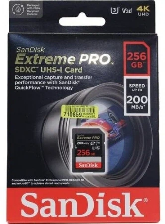 Карта памяти SanDisk SDXC 256GB Extreme Pro UHS-I V30 U3 200/140 MB/s фото в интернет-магазине flywares.ru
