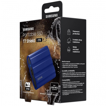 Портативный SSD Samsung T7 Shield 2TB MU-PE2TO (Синий) фото в интернет-магазине flywares.ru